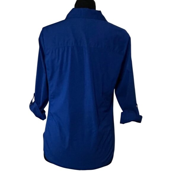 Croft & Barrow Stretch Blue Blouse Cotton Polyester Blend Women's Size SMALL - Picture 2 of 14